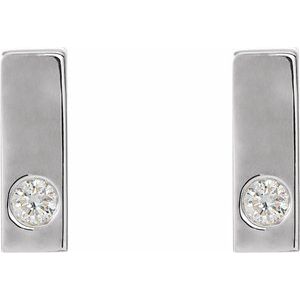 14K White .06 CTW Natural Diamond Bar Earrings
