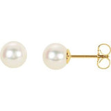 14K Yellow Panache® Cultured White Freshwater Pearl Stud Earrings