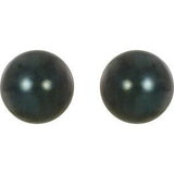 14K Yellow 7 mm Cultured Black Akoya Pearl Earrings
