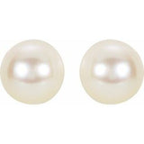 14K Yellow 6 mm Cultured White Akoya Pearl Earrings