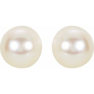 14K Yellow 6 mm Cultured White Akoya Pearl Earrings
