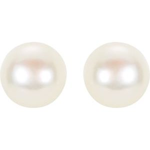 14K Yellow Panache® Cultured White Freshwater Pearl Stud Earrings