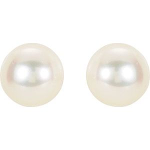 14K Yellow Panache® Cultured White Freshwater Pearl Stud Earrings