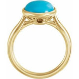 14K Yellow 12x10 mm Natural Turquoise Cabochon Ring