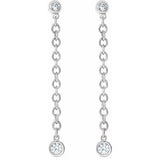 14K White  1/5 CTW Natural Diamond Chain Dangle Earrings