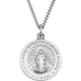 Sterling Silver 12 mm Miraculous Medal 18" Necklace