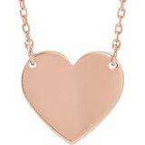 14K Rose Engravable Heart 16-18" Necklace