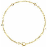 14K Yellow 1/6 CTW Natural Diamond Bezel-Set 3-Station 5 1/2-7" Bracelet