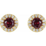 14K Yellow 4 mm Natural Ruby & 1/8 CTW Natural Diamond Earrings
