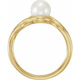 14K Yellow Cultured White Freshwater Pearl Ring