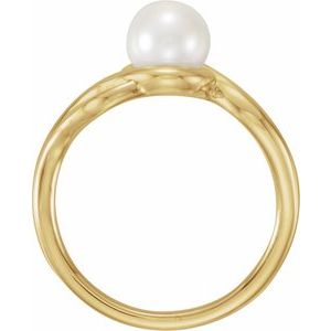 14K Yellow Cultured White Freshwater Pearl Ring