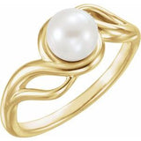 14K Yellow Cultured White Freshwater Pearl Ring