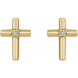 14K Yellow .01 CTW Natural Diamond Cross Earrings