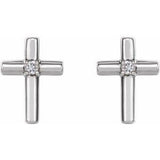 Sterling Silver .01 CTW Natural Diamond Cross Earrings