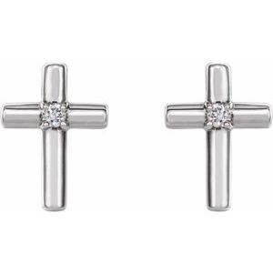Sterling Silver .01 CTW Natural Diamond Cross Earrings