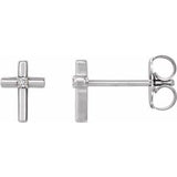 Sterling Silver .01 CTW Natural Diamond Cross Earrings