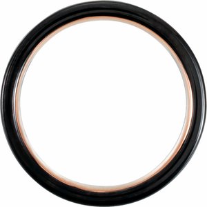 Black & 18K Rose Gold PVD Tungsten 6 mm Grooved Comfort-Fit Band Size 9.5