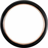 Black & 18K Rose Gold PVD Tungsten 6 mm Grooved Comfort-Fit Band Size 8.5