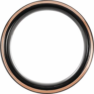18K Rose Gold PVD & Black PVD Tungsten 8 mm Stepped-Edge Comfort-Fit Flat Band Size 11