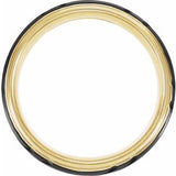 18K Yellow Gold-Plated & Black PVD Tungsten 8 mm Stepped-Edge Grooved Comfort-Fit Band Size 8.5
