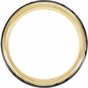 18K Yellow Gold-Plated & Black PVD Tungsten 8 mm Stepped-Edge Grooved Comfort-Fit Band Size 9
