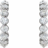 14K White 1 3/8 CTW Natural Diamond 16.5 mm Hoop Earrings