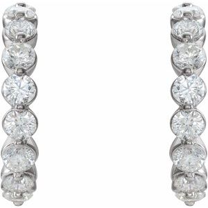Platinum 1 3/8 CTW Natural Diamond 16.5 mm Hoop Earrings