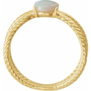 14K Yellow 8x6 mm  Natural White Opal Criss-Cross Ring