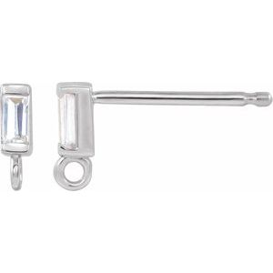 14K White 1/8 CT Natural Diamond Bezel-Set Earring Top