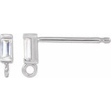 Platinum .06 CT Natural Diamond Bezel-Set Earring Top