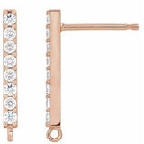 14K Rose 1/10 CTW Natural Diamond Bar Earring Top