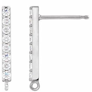 14K White 1/10 CTW Natural Diamond Bar Earring Top