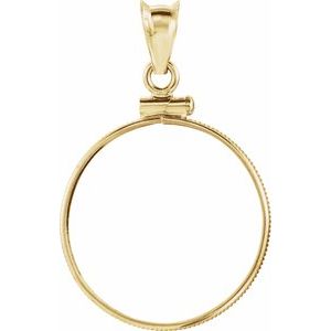 14K Yellow Coin Frame Bezel Pendant Mounting for 22x1.8 mm Coin