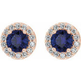 14K Rose 4 mm Lab-Grown Blue Sapphire & 1/8 CTW Natural Diamond Earrings