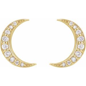 14K Yellow 1/10 CTW Natural Diamond Crescent Moon Earrings