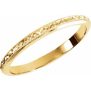 14K Yellow 2 mm Milgrain Geometric Band Size 5.5