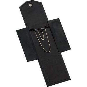 Black Matte Leatherette Necklace/Pearl Folder - Fine Jewelry Folders for Necklaces - Customizable Jewelry Folder - Imprint Your Logo