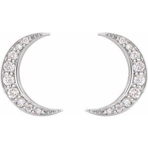 14K White 1/10 CTW Natural Diamond Crescent Moon Earrings