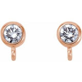 14K Rose .06 CT Natural Diamond Bezel-Set Earring Top