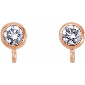 14K Rose .06 CT Natural Diamond Bezel-Set Earring Top