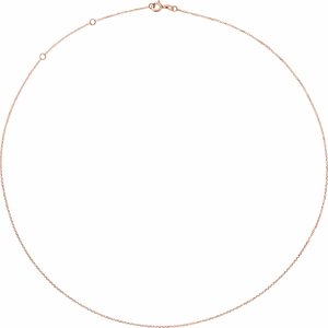 14K Rose 1 mm Adjustable Diamond-Cut Cable 16-18" Chain
