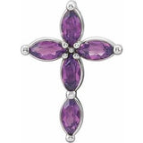 14K White Lab-Grown Alexandrite Cross Pendant