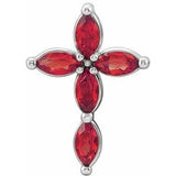 14K White Lab-Grown Ruby Cross Pendant