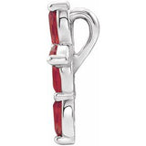 14K White Lab-Grown Ruby Cross Pendant