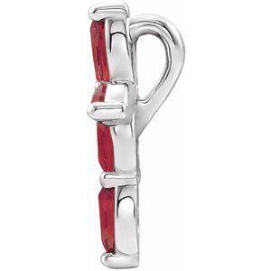 14K White Lab-Grown Ruby Cross Pendant