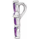 14K White Natural Amethyst Cross Pendant