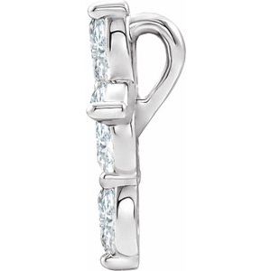 14K White 1/3 CTW Natural Diamond Cross Pendant