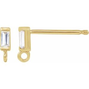 14K Yellow .06 CT Natural Diamond Bezel-Set Earring Top