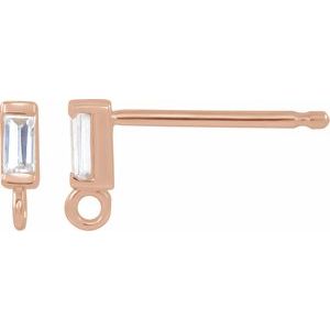 14K Rose .06 CT Natural Diamond Bezel-Set Earring Top