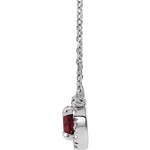 14K White 3 mm Lab-Grown Ruby &.03 CTW Natual Diamond 16" Necklace